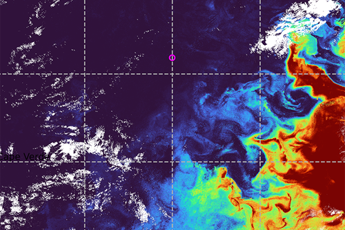 Chlorophyll concentration by satellite near Cape Verde