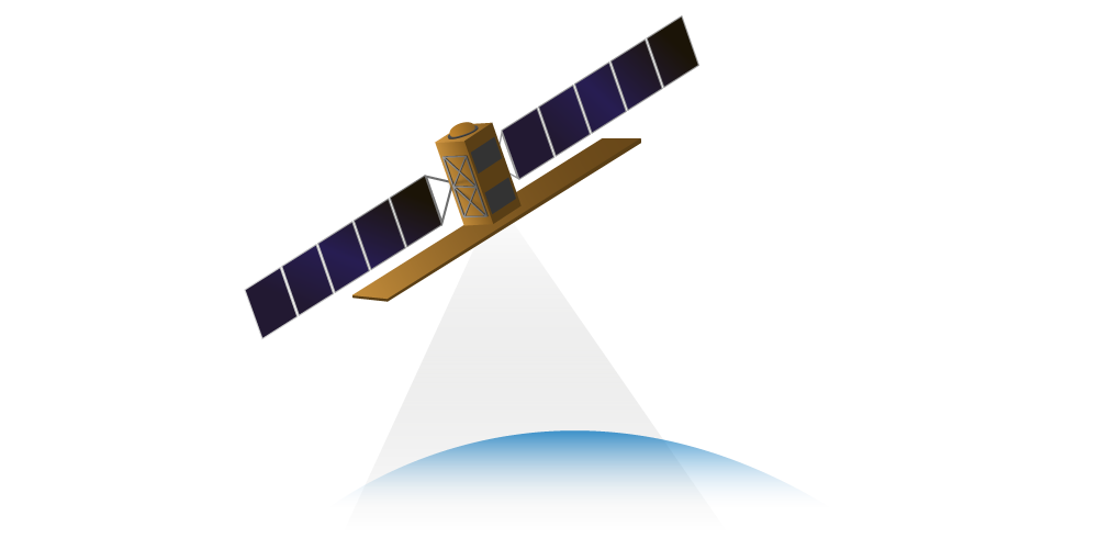 Satellite with light beam icon