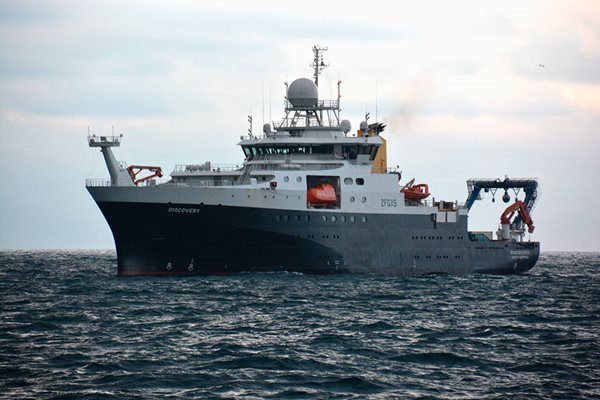 RRS Discovery Research Vessel at sea