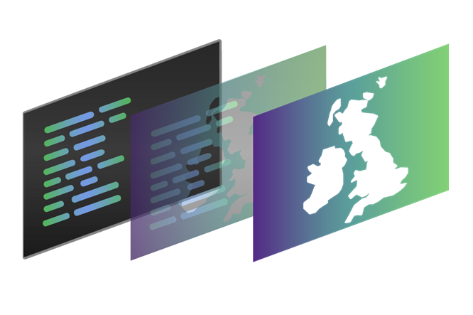 Computer code turning into a map